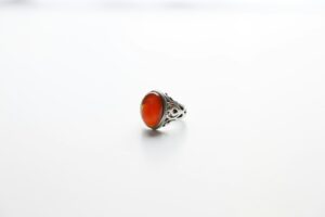 Bague Argent Pierre de Cornaline Monture Filigrane – Produit test