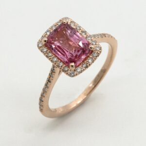 Bague en or rosé et pierre rose scintillante - Produit test